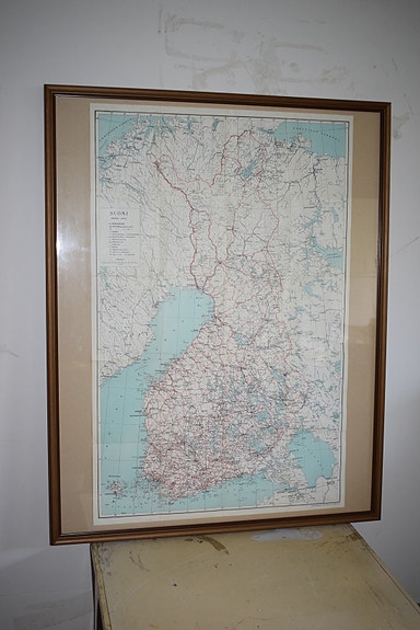 Kehystetty Suomen kartta vuodelta 1959