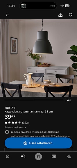 Ikean HEKTAR kattovalaisin