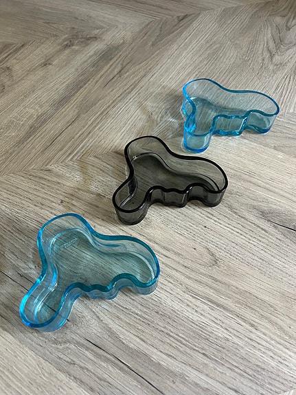 Iittala Aalto-maljat. Turkoosit ja harmaa