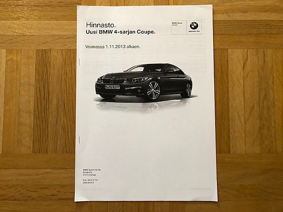Hinnasto BMW 4-sarja Coupe F32 vuodelta 2013 / 2014 - esite