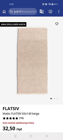 Jysk beige matto