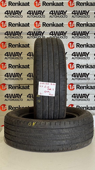 205/60R16 GOODYEAR EFFICIENT GRIP PERFORMANCE 2 96V DOT21 7MM UUDENVEROISET 4KPL