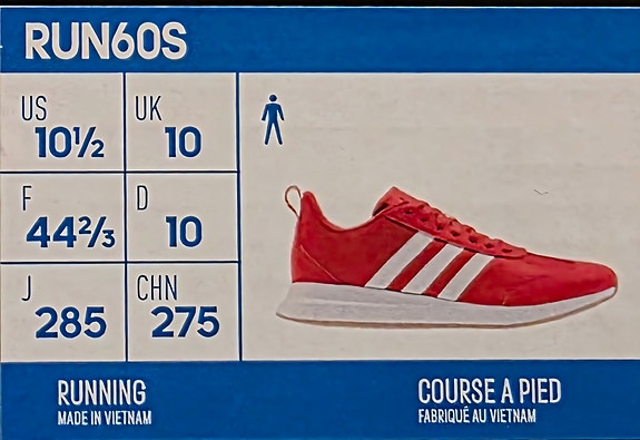 Adidas Run60s miesten uudet lenkkarit koko 44 2/3 UK 10 punainen