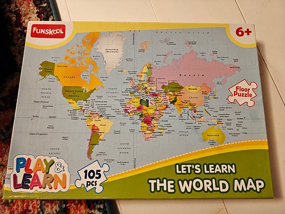 Funskool Play & Learn World Map -lattiapalapeli 105 palaa
