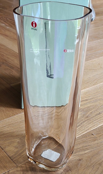 Iittala Alvar Aalto kokoelma maljakko 250 mm Rion ruskea puumuottiin puhallettu