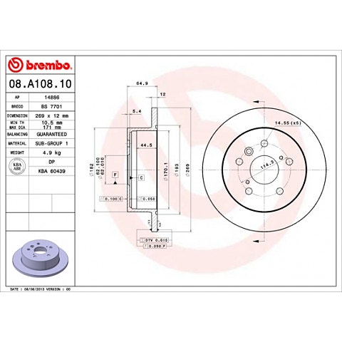 Brembo jarrulevyt taka