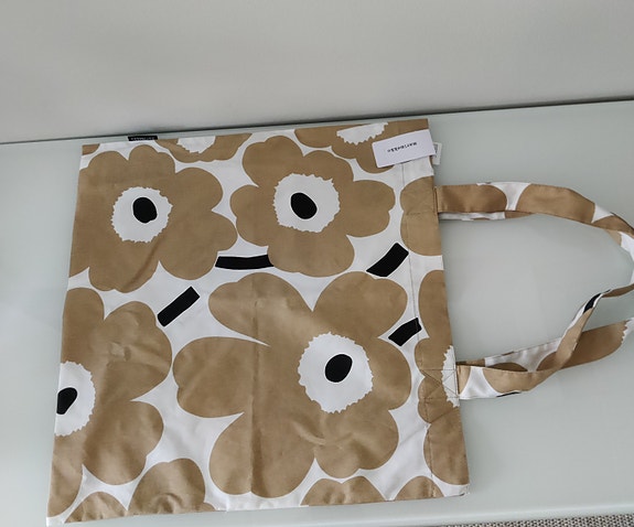 Marimekko kassi uusi unikko beige