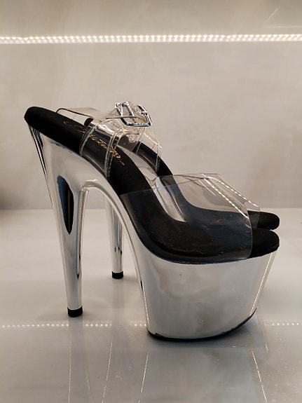 Pleaser korkeat platform-tanssikengät koko 36 kirkas/hopea
