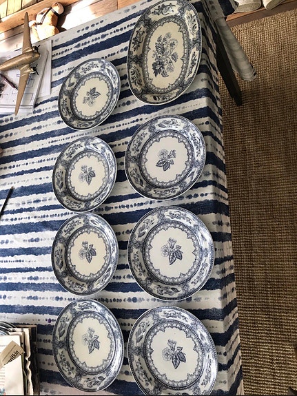 Arabia sinivalkoiset Speranza lautaset 12kpl