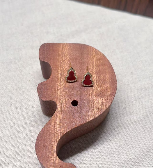 Elegant Vintage Red Enamel Rhinestone Studs (Brand New)