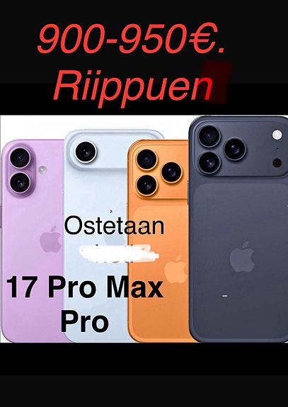Ostan.   iPhone 17 Pro Max (256 GB 👈🏻vain  kuitti  !
