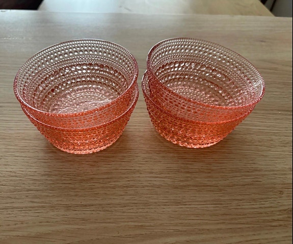 Iittala Kastehelmi kulhot lohenpunainen