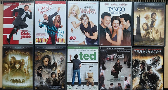 Satoja DVD elokuvia alkukirjaimet T-U, suurin osa 2 euroa kpl