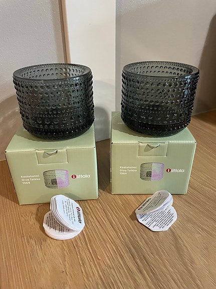 Iittala kastehelmi kynttilälyhdyt harmaat 2 kpl