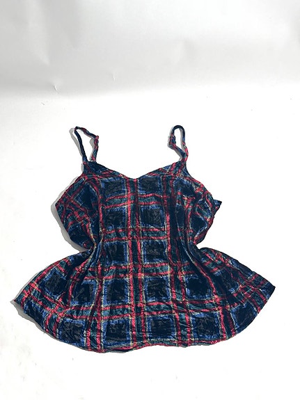Kaunis samettinen ruudullinen peplum-toppi / camisole