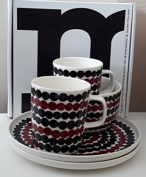 Uudet marimekko Siirtolapuutarha Räsymatto astiat
