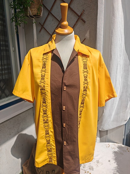 Rumble59 tiki bowling shirt – kirjailtu rockabilly-paita M/L