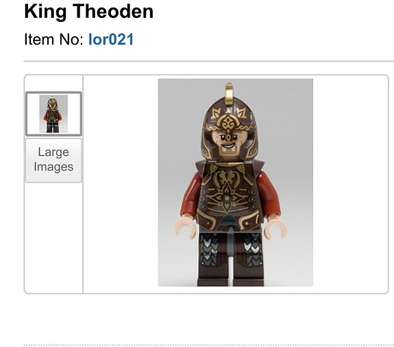 Ostetaan Lego King Theoden osia katso kuva (pää, kypärä, panssari)