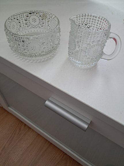 Iittala Kastehelmi sokerikko ja kermakko  kirkas lasi