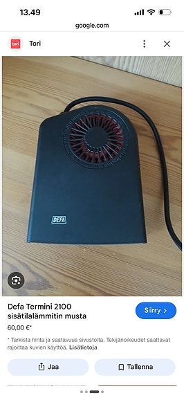 Defa auton sisätilanlämmitin