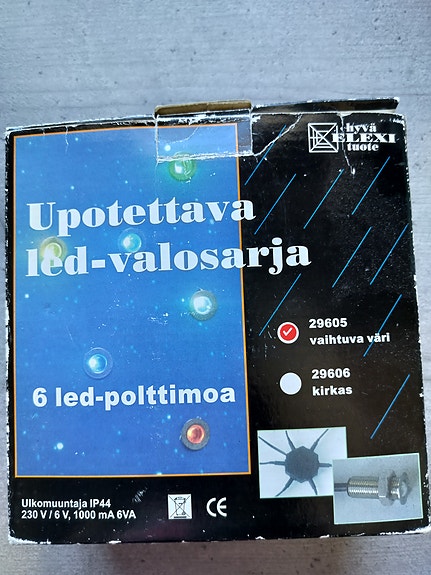 Upotettava led-valosarja 6 led-polttimoa, vaihtuva väri