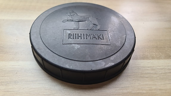 Purkin kansi, bakeliittia. Riihimäen lasi
