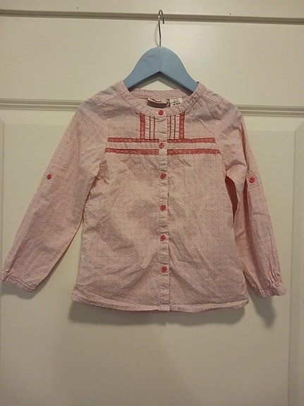 H&M tyttöjen paitapusero koko 104 cm vaaleanpunainen