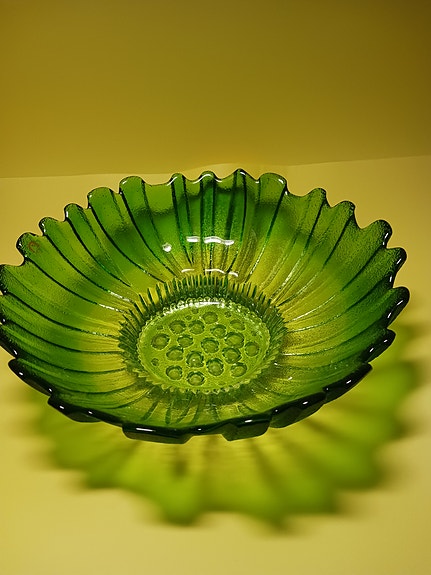 Vintage Design Signeerattu Tauno Wirkkala Humppila "Tokka" iso kulho vihreä