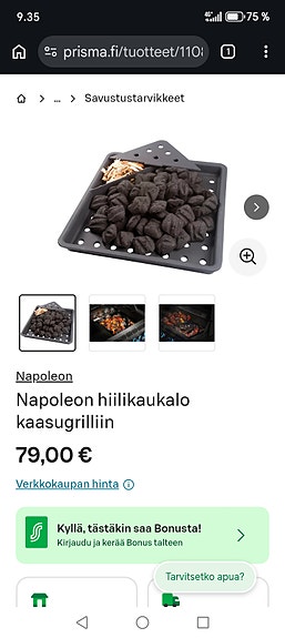 Napoleon hiilikaukalo tehtaan paketissa