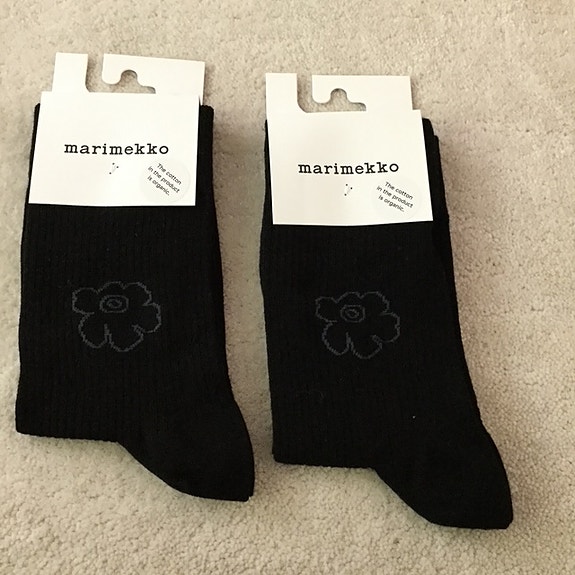 Marimekko mustat Taipuisa Unikko sukat, koko 37-39, uudet