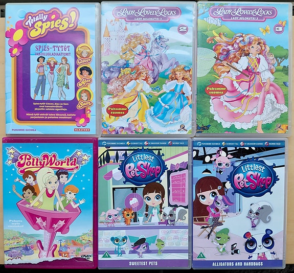 Lasten DVD:t My little Pony, Hello kitty, Lady Lovelylocks ym.