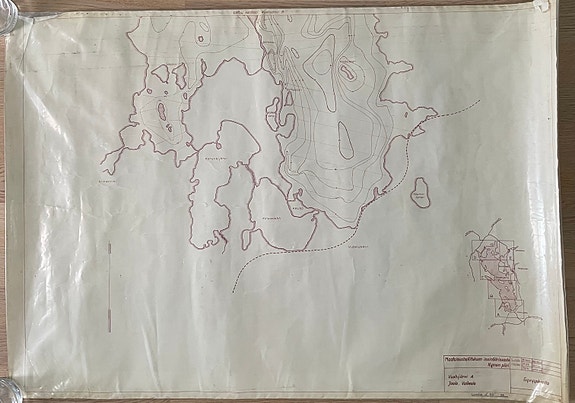Harvinainen Vuohijärven syvyyskarttasarja 1965 (Osat A-E), muoveissa