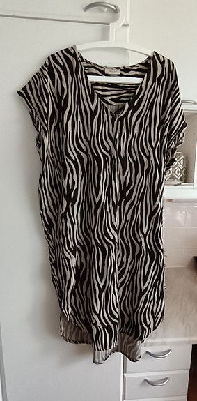 FREEQUENT pellava viskoosimekko XL zebrakuvioinen