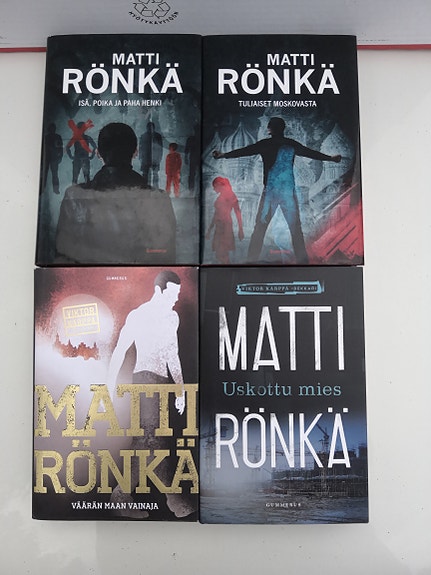 Hyväkuntoinen neljän kirjan setti Matti Rönkän suosittua Viktor Kärppä -sarjaa.