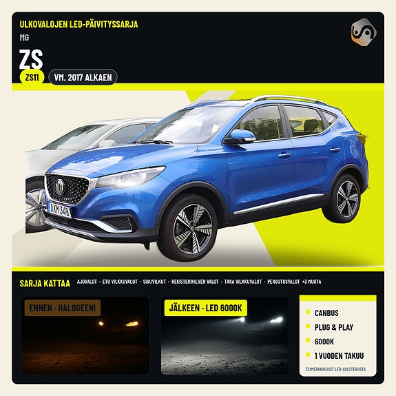 MG ZS Ulkovalojen LED -päivityssarja