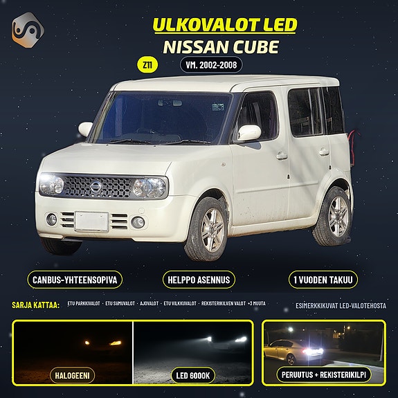 NISSAN CUBE (Z11) Ulkovalojen LED -päivityssarja
