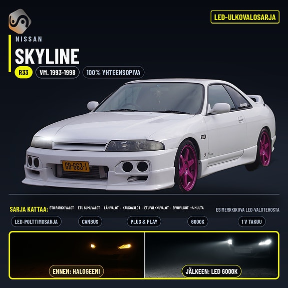 NISSAN SKYLINE (R33) Ulkovalojen LED -päivityssarja
