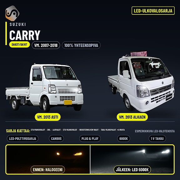 SUZUKI CARRY Ulkovalojen LED -päivityssarja