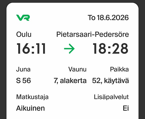 Oulu - Pietarsaari 18.6.