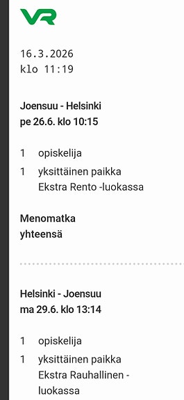 Joensuu-Helsinki-Joensuu