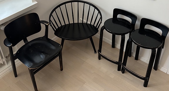 Alvar Aalto K65 • Ilmari Tapiovaara Domus • Yngve Ekström Arka — tuoli tuolit