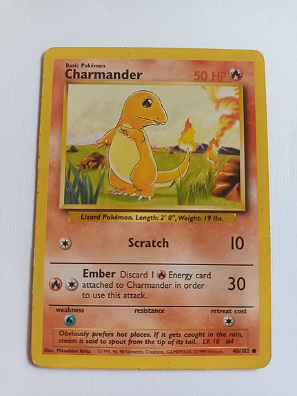 Charmander pokemon base set 1999