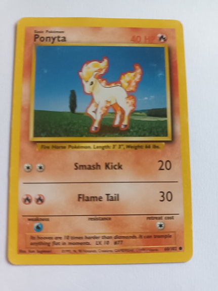 Ponyta pokemon base set 1999