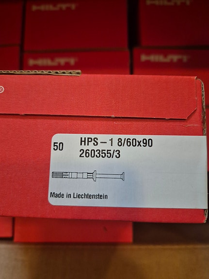 Hilti HPS-1 8/60×90 lyöntitulpat (12 pakettia / 600 kpl)