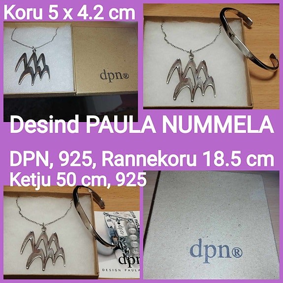 Hopeiset  PAULA NUMMELAN KORUT VESIMIES -riipus ja/tai rannekoru