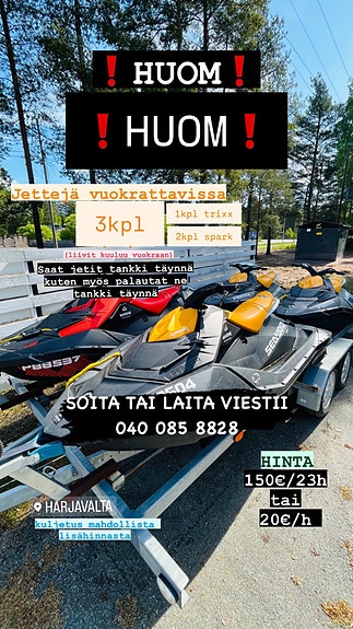 Vesijettejä vuokrattavana 3 kpl