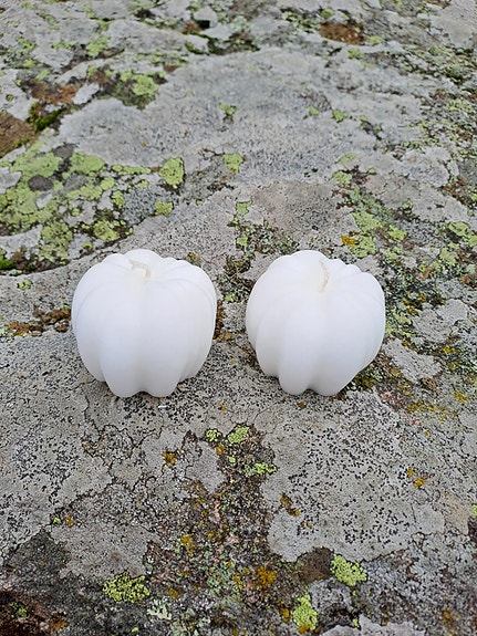 Kurpitsa/omena kynttilä, valkoinen