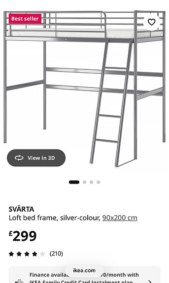 Ikea Svärta parvisänky työtasolla