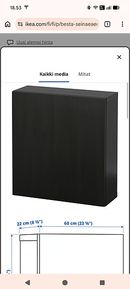 Ostetaan Ikea Bestå seinään kiinnitettävä kaappi x2