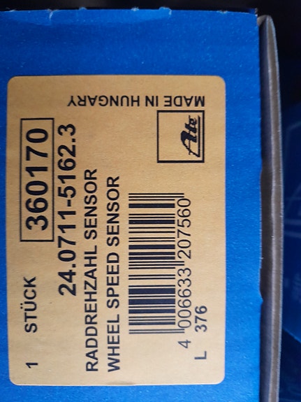 507 hv. BMW 5 E60  , BMW 6 E63 , E64   ATE ABS anturi taka akseli